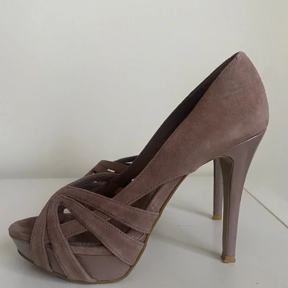 Steve Madden Loyyall Peep Toe Ultra High Heels Size 6.5 Blush Party Sexy Y2K - Picture 1 of 12